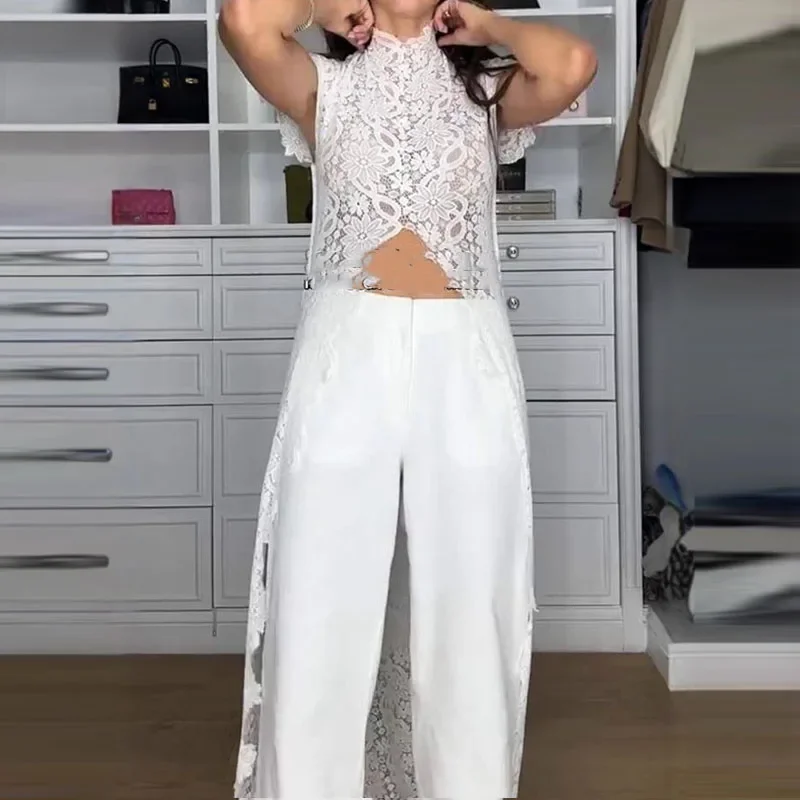 

Элегантное однотонное вечернее платье с круглым вырезом и короткими рукавами, модное праздничное платье с нерегулярным разрезом, женское сексуальное кружевное длинное платье с вышивкой