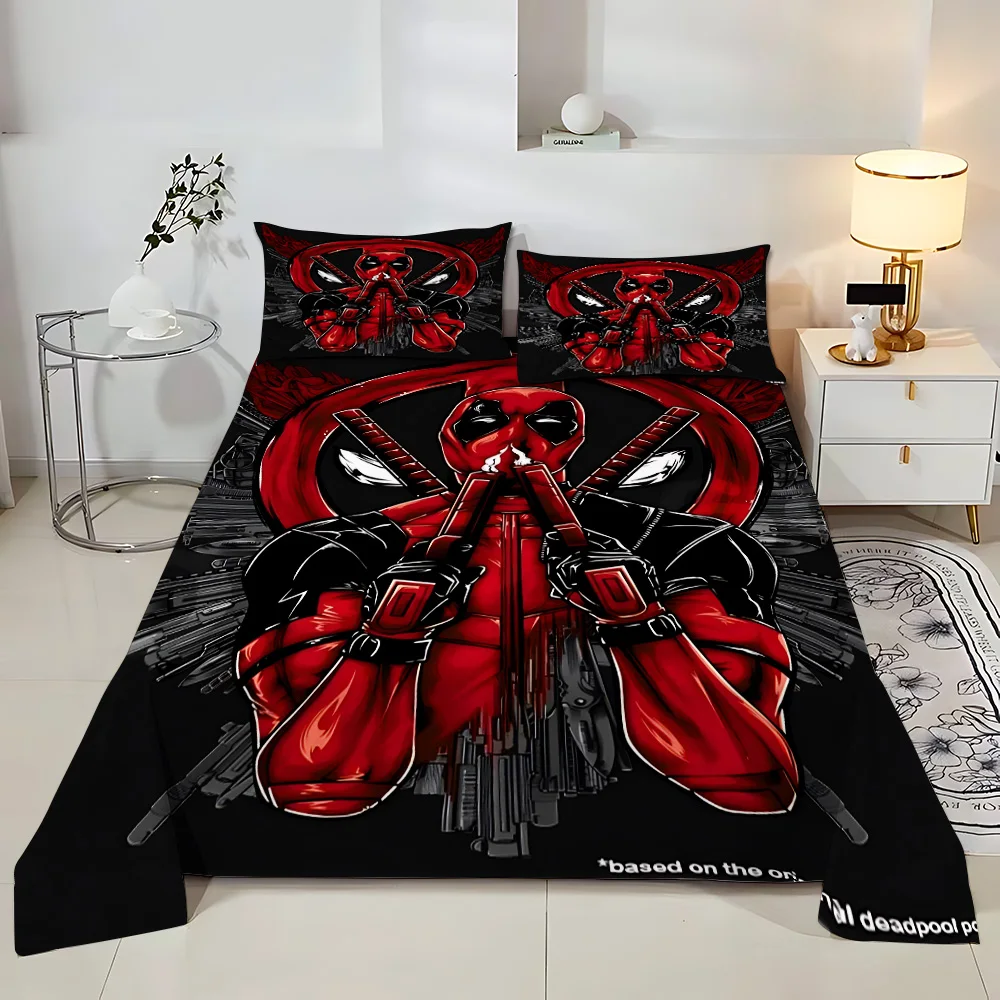 Bedding Set Adult Children Bed Sheet Marvel-Avengers Deadpool Pillowcase Droop Full Encirclement Mattress Cover Four Seasons