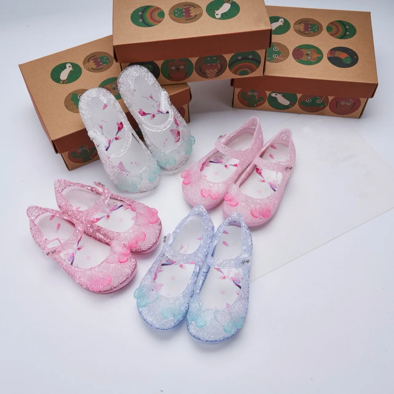 

Girls' Sandals 2024 Summer New Baotou Bird Nest Jelly Shoes Girl Princess Beach PVC Soft Shoes Wading shoes HMI161