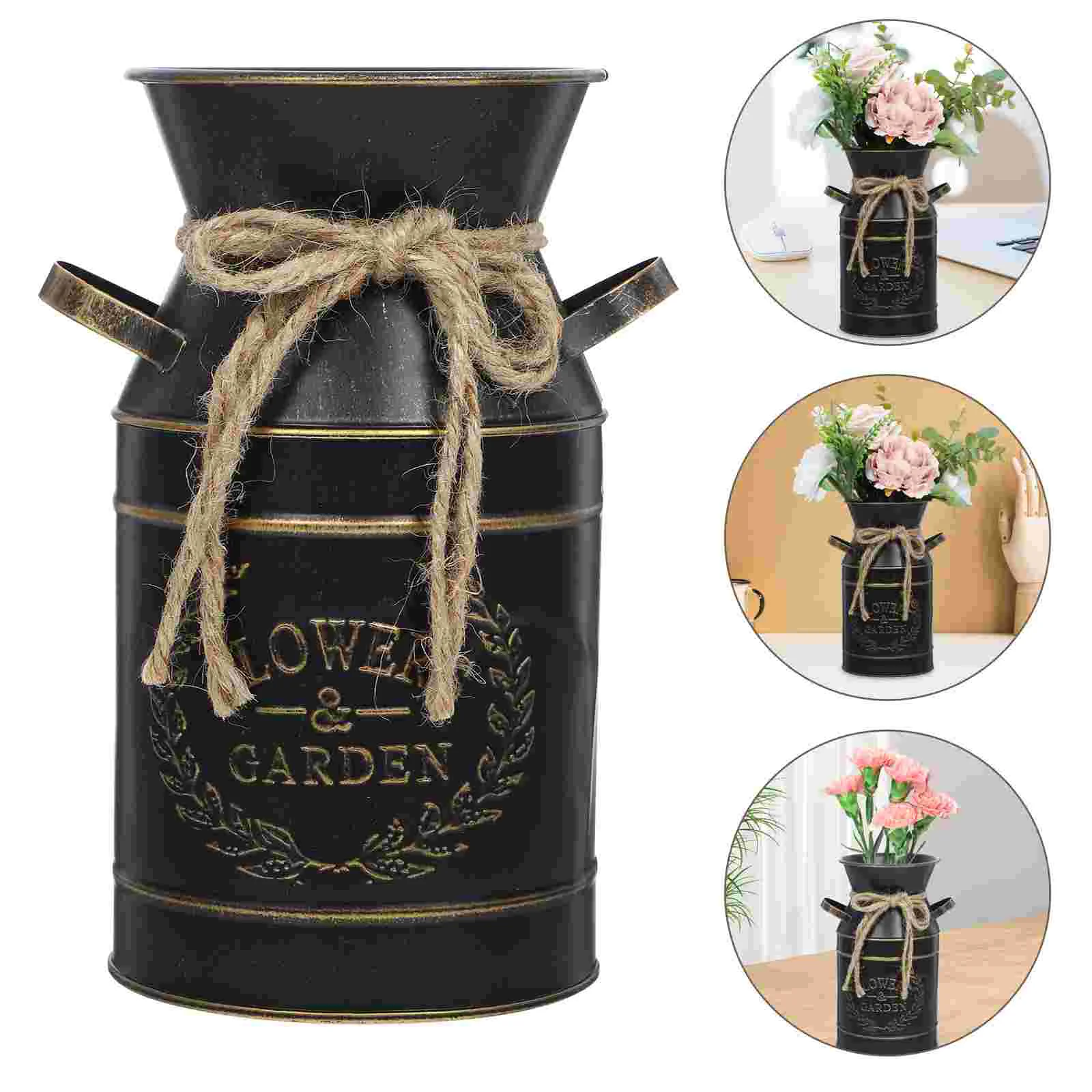 

Wrought Iron Milk Jug Tin Bucket Vase Vintage Decor 1900X1050X1050CM Galvanized Metal Pitcher Planters Farmhouse