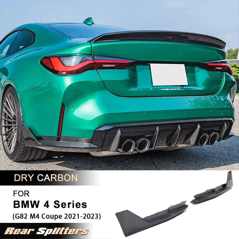 Car Rear Bumper Splitters for BMW 4 Series G82 M4 Coupe 2-Door 2021-2023 Racing Rear Splitters Trim Body Kits Dry Carbon Fiber
