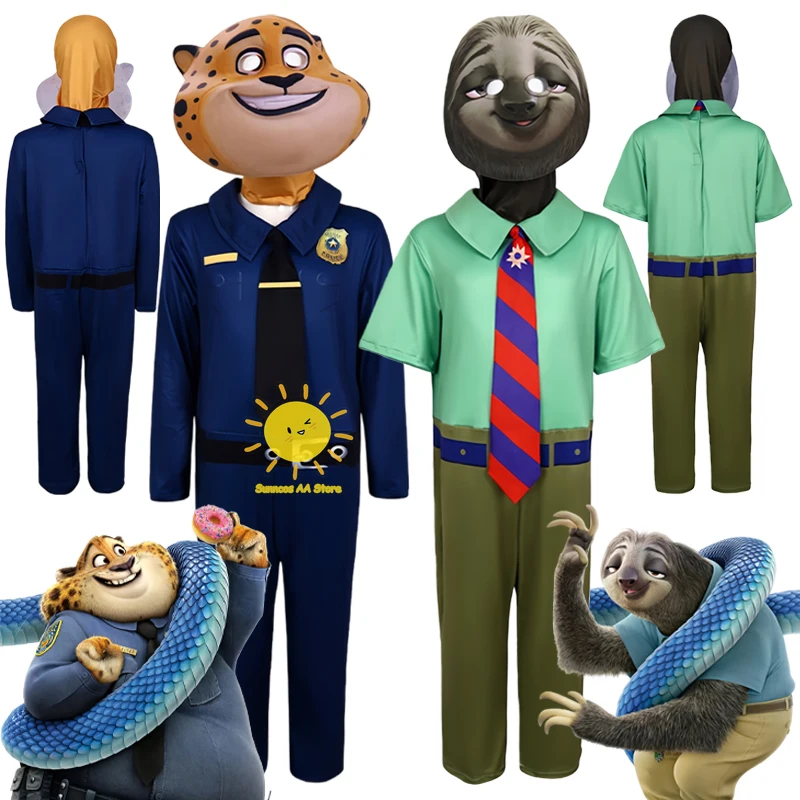 

Beast Kingdom Zootopia 2 Cosplay Flash Benjamin Cosplay Costumes Bodysuit Tie Benjamin Flash Mask Halloween Carnival Cos Unisex