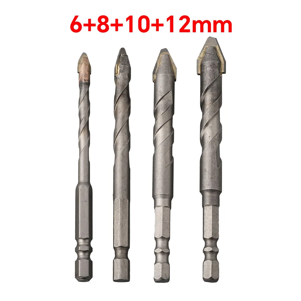 

1/4 шт. эксцентриковое сверло с шестигранным хвостовиком, двойная U-образная калейта, 6 мм, 8 мм, 10 мм, 12 мм, для плитки, дерева, стекла, пластика, стены, бетона