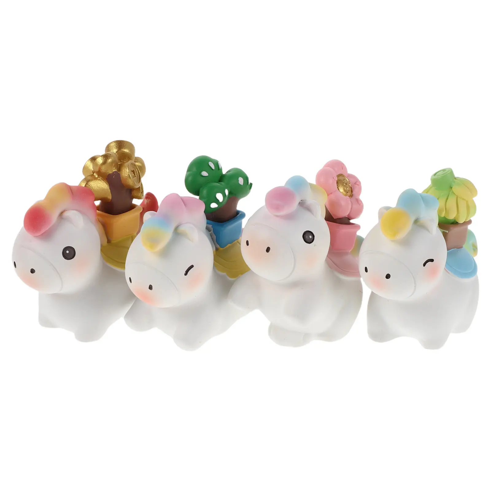 4Pcs Resin Horse Sculpture Set Micro Landscape Decor Creative Animal Statues for Desktop Office Home Festival Year Theme