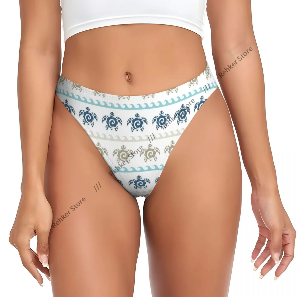 Thongs For Women V Waist G-String Panties Sea Turtle Pattern Underwear Breathable Underpants