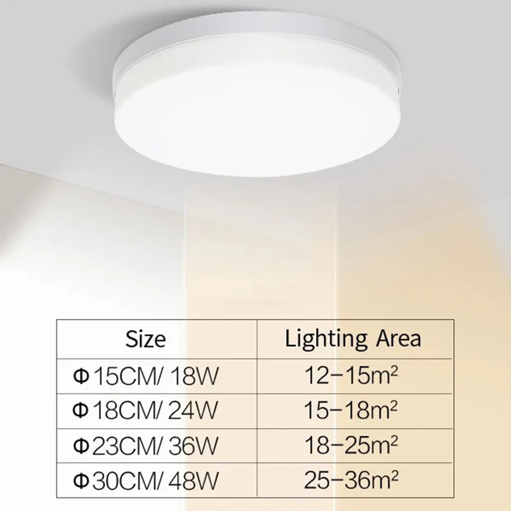 Flush Mount LED Ceiling Light Fixtures Round 18W/24W/36W/48W Ceiling Lamp for Bedroom Kitchen Bathroom Garage Living Room