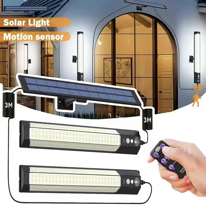 

316/158 LED Solar Light Bar Outdoor 7 Mode Motion Sensor Separate 1/2Head Lamp with 3 Meter Wire Street Wall Lights Garage Yard