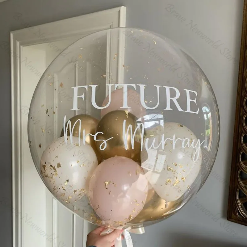 Spersonalizowany balon Bobo Niestandardowa naklejka winylowa na balon Bubble Wedding Bridal Shower Decor Birthday Party Globos babyshower