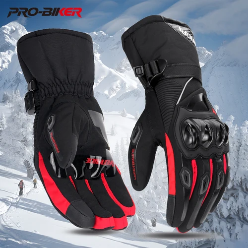 Guantes de motocicleta de invierno a prueba de viento cálidos guantes protectores de Moto impermeables guantes de montar con pantalla táctil para Moto Motocross