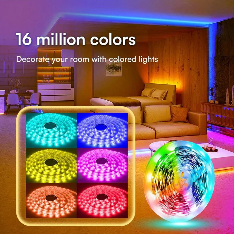 Smart RGB LED Strip Lights USB 5050 Tuya WIFI APP Control Flexible Lamp Tape Room Decor Works with Alexa Google Assisant