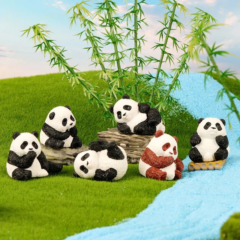 1pc Cartoon Cute Panda Car Decoration Fashion Realistic Miniatures Figures Creative Desktop Home Decoration Accessories Gifts