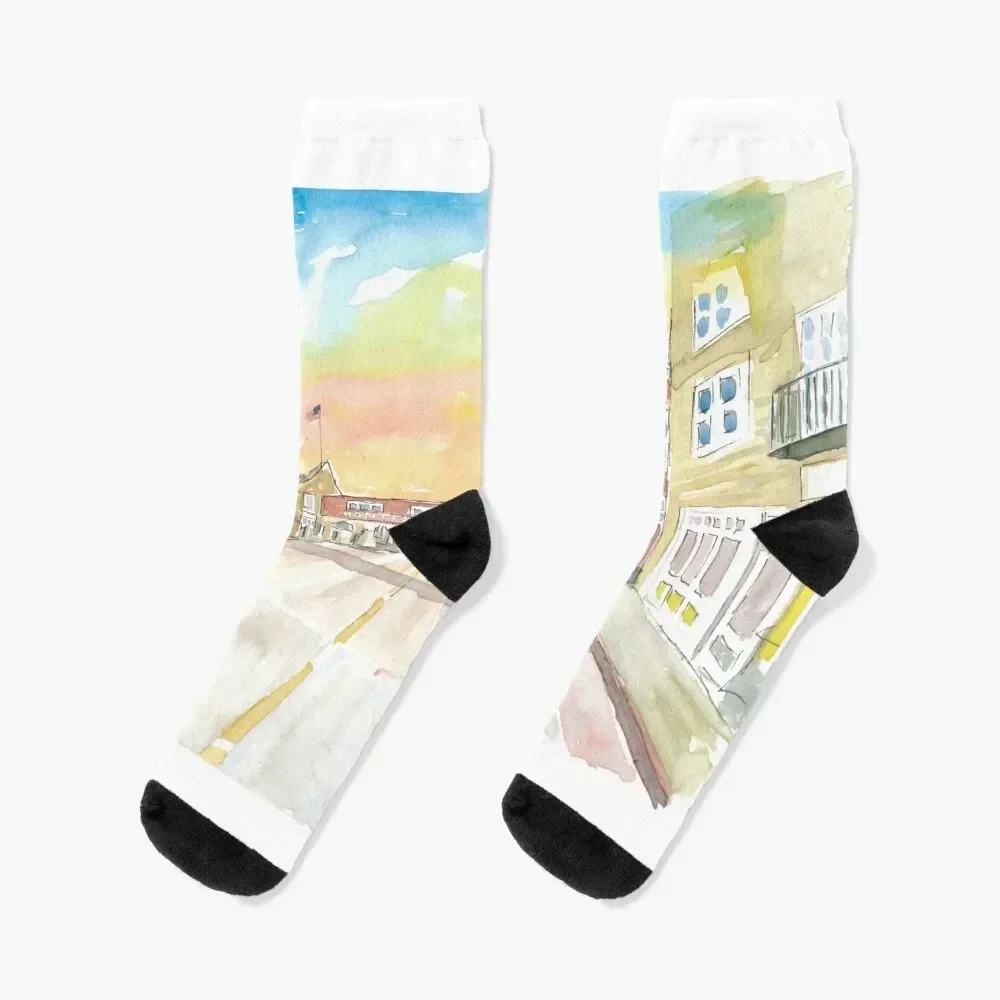 Sunset on Cannery Row Monterey California Socks Hiking boots compression Socks Ladies Men's