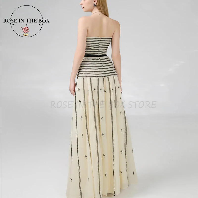 فساتين سهرة فاخرة بدون حمالات من ROSEINTHEBOX 2025 بأحجار رقيقة للنساء على شكل حرف a فستان رسمي للحفلات الراقصة حسب الطلب #4