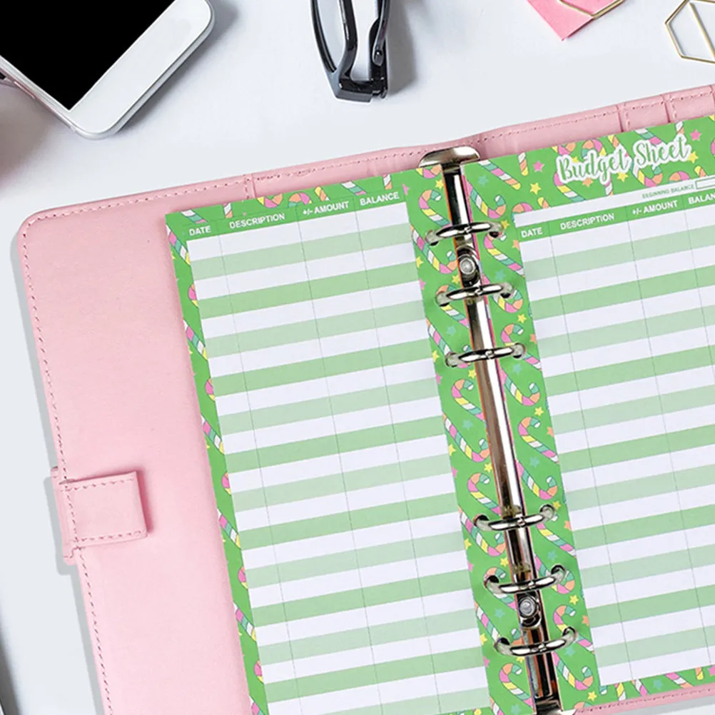 

24Pcs Candy Theme Budget Cards Money Organizer Cards Budget Sheets for Personal Finance Tracking Home School Office