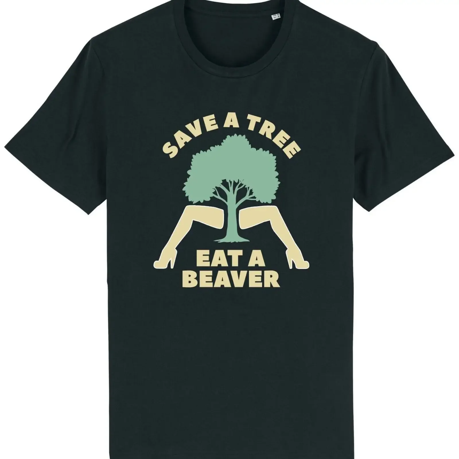 Save a tree eat beaver t shirt funny men's rude adult joke novelty gift him vintage Washed streetwear Versatile Breathable