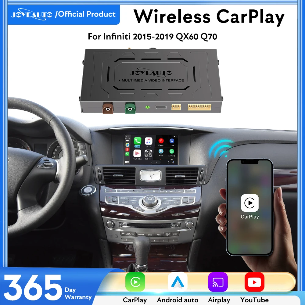 

JoyeAuto for Infiniti 2015-2019 QX60 Q70 Wireless Apple CarPlay Android Auto Retrofit Mirror-Link AirPlay Google Maps YouTube