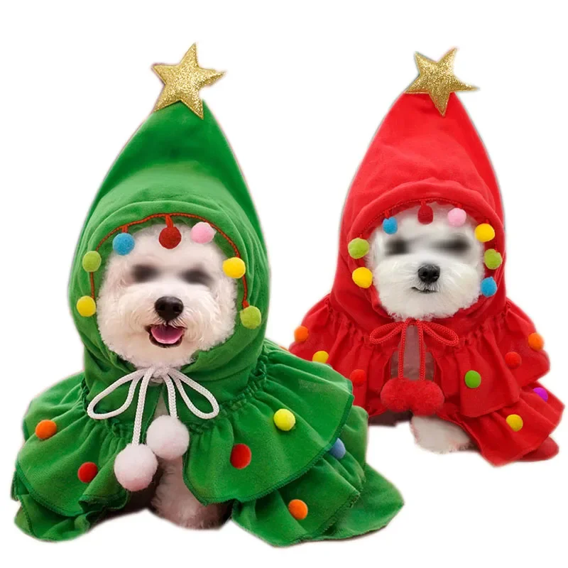 

Autumn and Winter Christmas Pet Clothing Cloak Cape Dog Cosplay Costume Green/Red Robe Pet Festival Role Playing Fancy Outfits