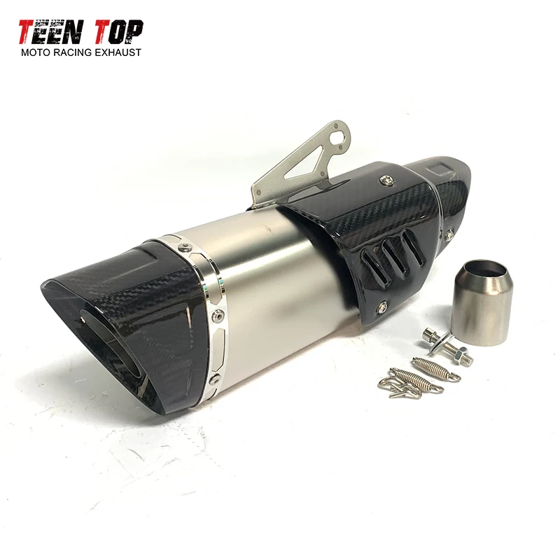 51mm Universal Motorcycle Muffler For QJSRK400 SRK450RR QJSRV600 QJSRV700 SRK800RR Exhaust Muffler 450mm CarbonFiber Tailpipe
