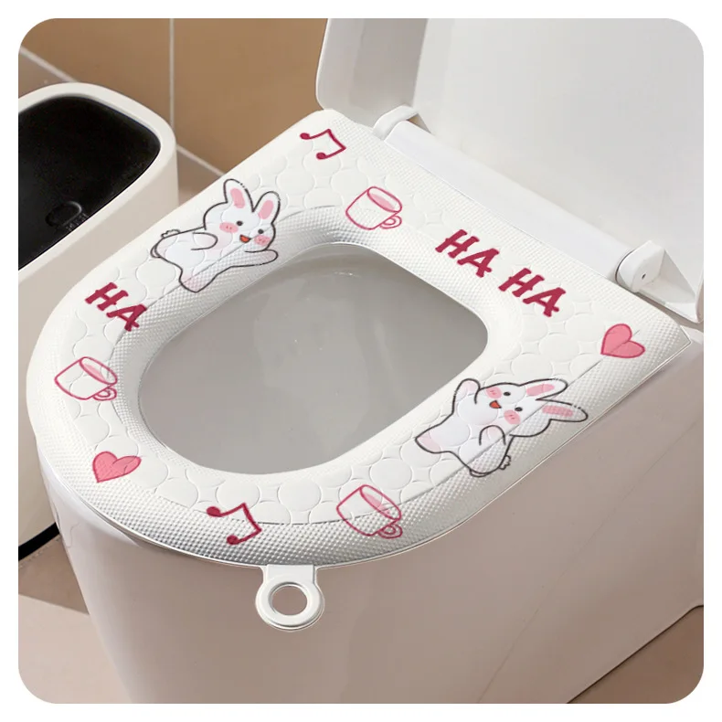 New Cartoon Pattern Toilet Seat Cover Handle U-Shaped Toilet Lid Cushion EVA Waterproof Toilet Pad Mat Toilet Accessories