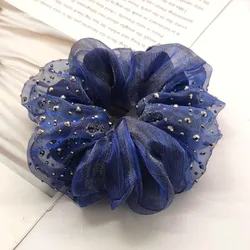 Hair Band Star Inlaid French Double-Layer Organza Sweet Temperament Headdress Flower Tie-up Hair Head Rope Female