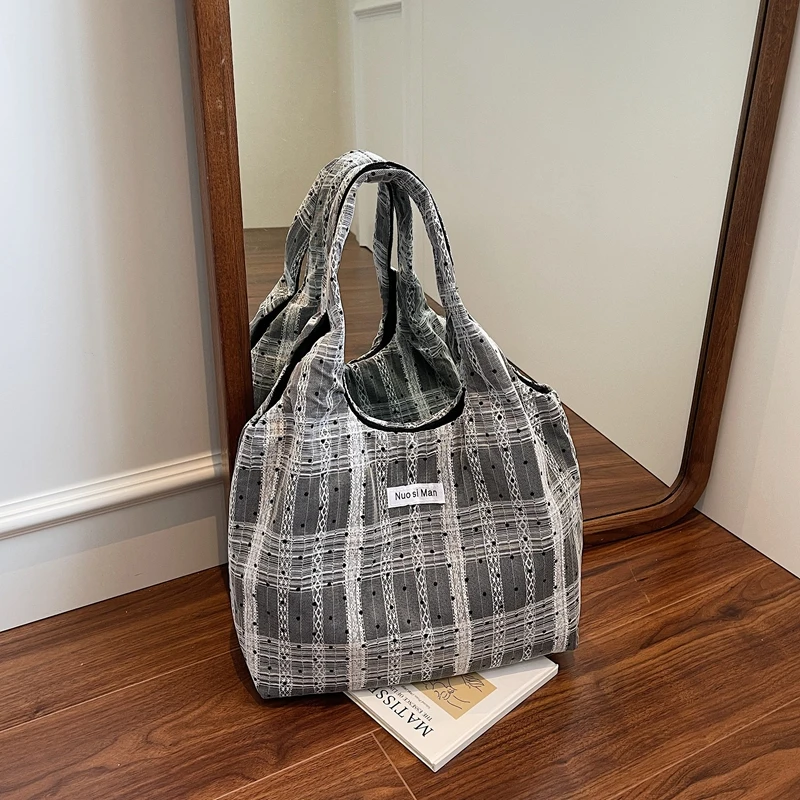 

CANVAS Dots Plaid Fashion Tote Bags Casual Large Capacity Commuting Bags Female 2025 Hot Sale Casual Versatile Shoulder Bags