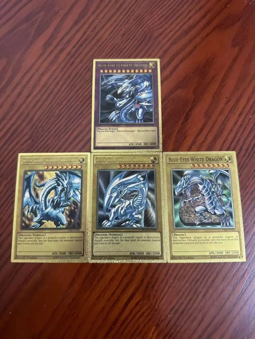 55pcs Golden Foil Plastic Yu Gi Oh Anime Cards in English Blue Eyes Exodia Obelisk Slifer Ra Yugioh Classic Proxy Card kids