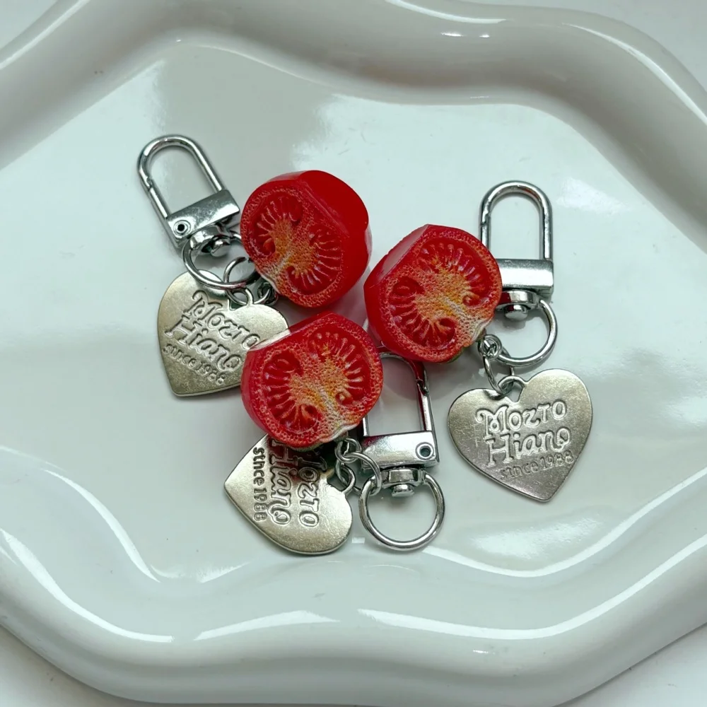 1/3pcs 3D Red Tomato Keychain Resin Fruit Charm Cute Pendant for Phone Case/Bag Ideal Birthday Gift for Women And Girls