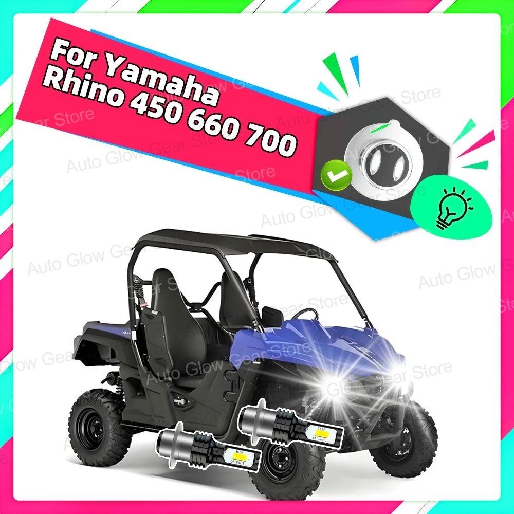 

2X For Yamaha Rhino 450 2007-2009 Rhino 660 700 Super Bright White 90W H6 LED Headlight Bulbs 6000K