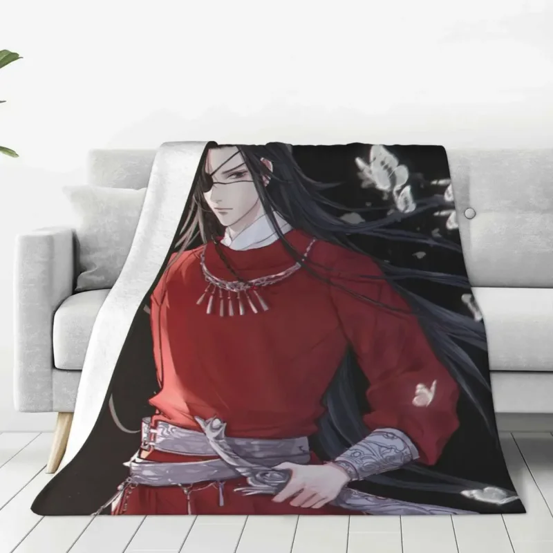 Heaven Official's Blessing Hua Cheng Knitted Anime Yaoi Lgbt Throw Blankets Summer Air Conditioning Soft Warm Bedsprea