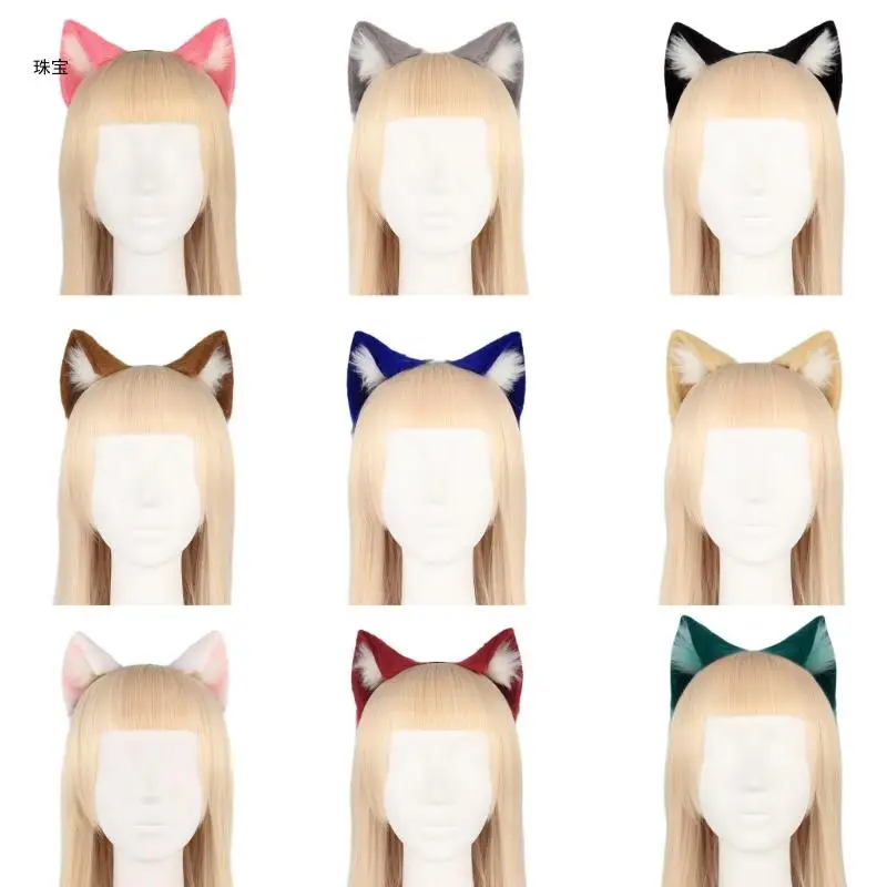 

X5QE Cartoon Cosplay Costume Wolf Hair Hoop Furry Kitten Headwear for Live Show