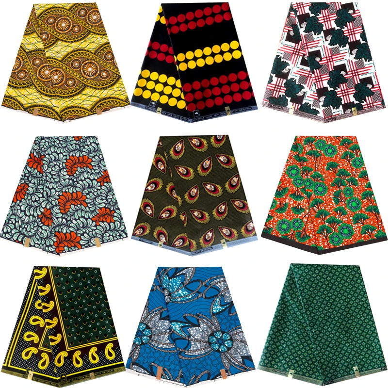100% Polyester Afrikanische Ankara Druckt Gewebe Echt Wachs Tissu Party Kleid Nähen Material Vorhang Pagne Durch Hof Verzieht Patchwork DIY