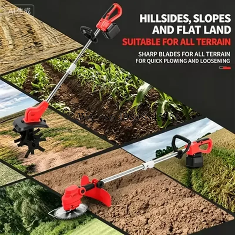 WMWMNU for Multifunctional Cordless Lithium Rotary Tiller Mini Farm Weeder Lawn Grass Cutter Garden Soil Loosening