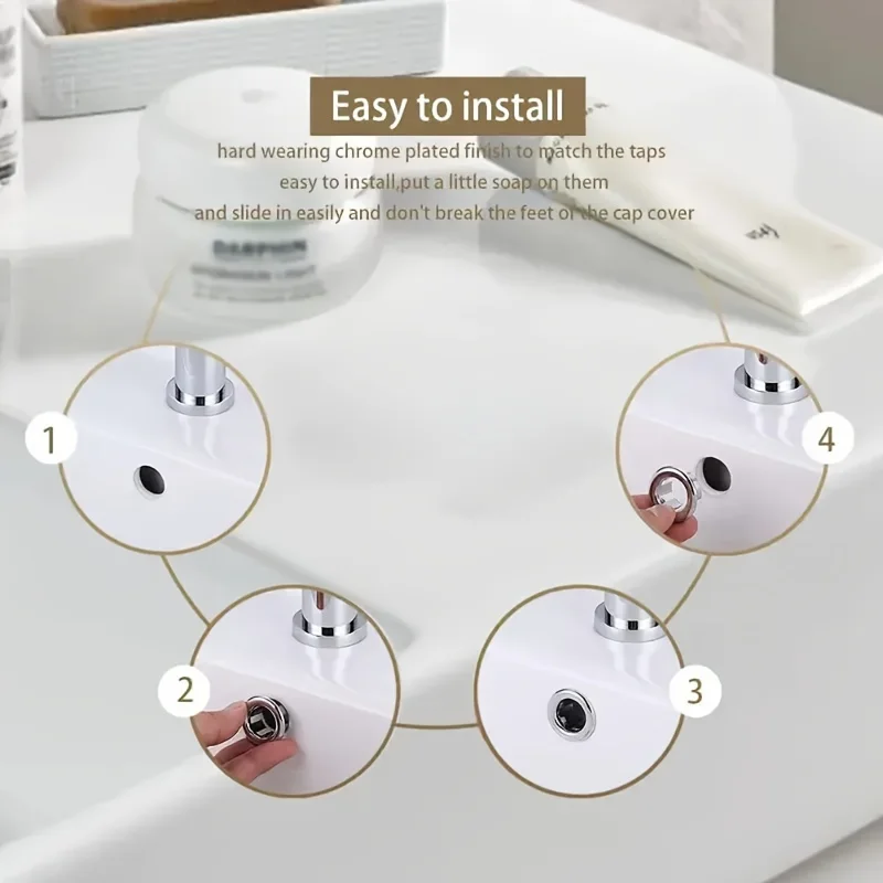 5 Pieces of Elegant Stainless Steel Sink Drain Covers with Decorative Knobs, Leak-Proof, Easy-To-Install Bathroom and Kitchen Basin Overflow Stoppers, Stylish Design for Modern Sinks, Kitchen Sink Accessories