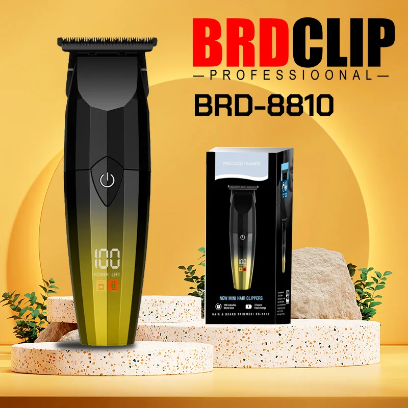 

BRDCLIP BRD-8810 Профессиональный парикмахерский домашний электрический триммер для волос 7200 об/мин, ЖК-дисплей, гравировка, машинка для стрижки лысины