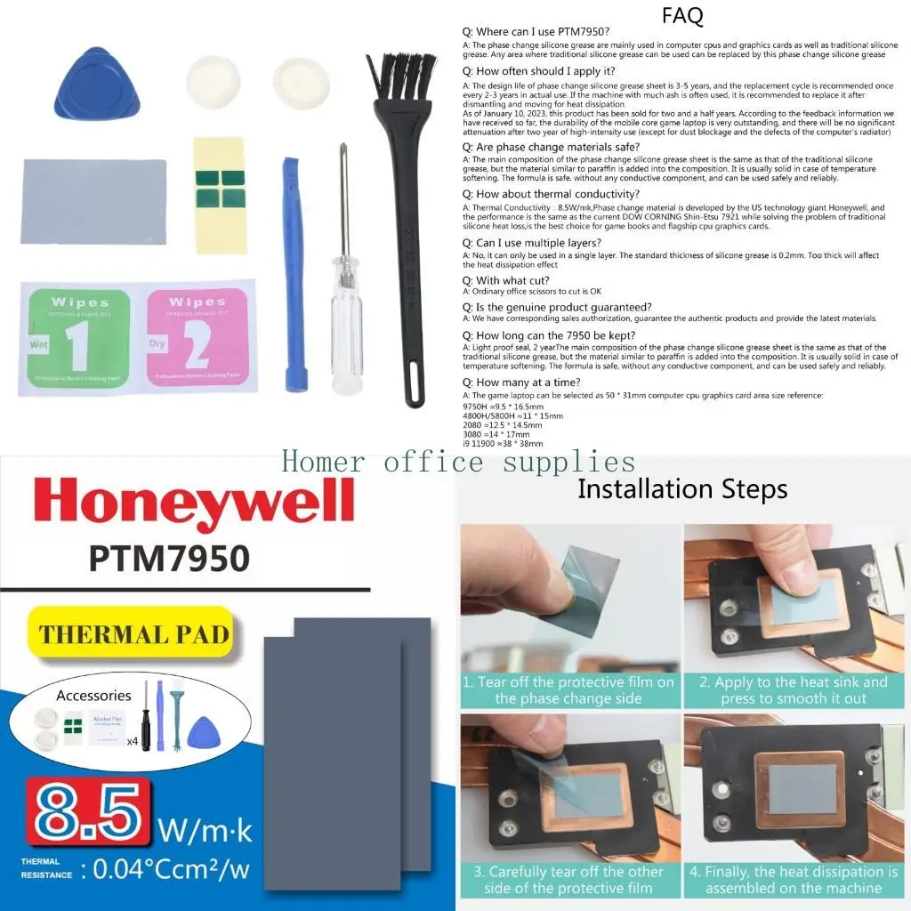 

K43B-Honeywell PTM7950 Силиконовая накладка с фазовым изменением для ноутбука Силиконовая смазка для ноутбука с фазовым паста