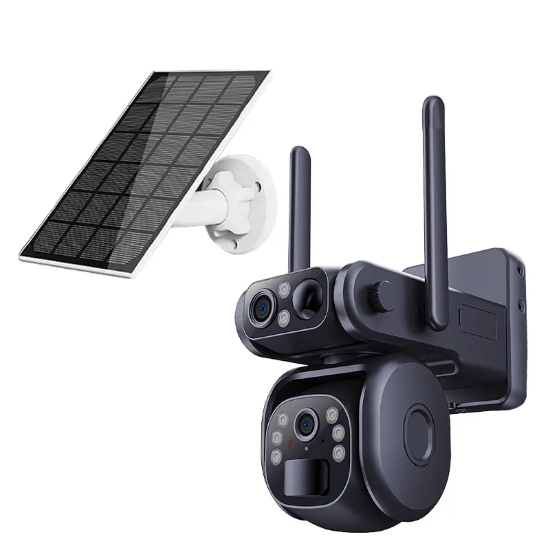 

4MP Ubox APP Dual Lens Solar Power WIFI / 4G IP Dome Camera Full Color AI Humanoid Detection Home Security CCTV Baby Monitor