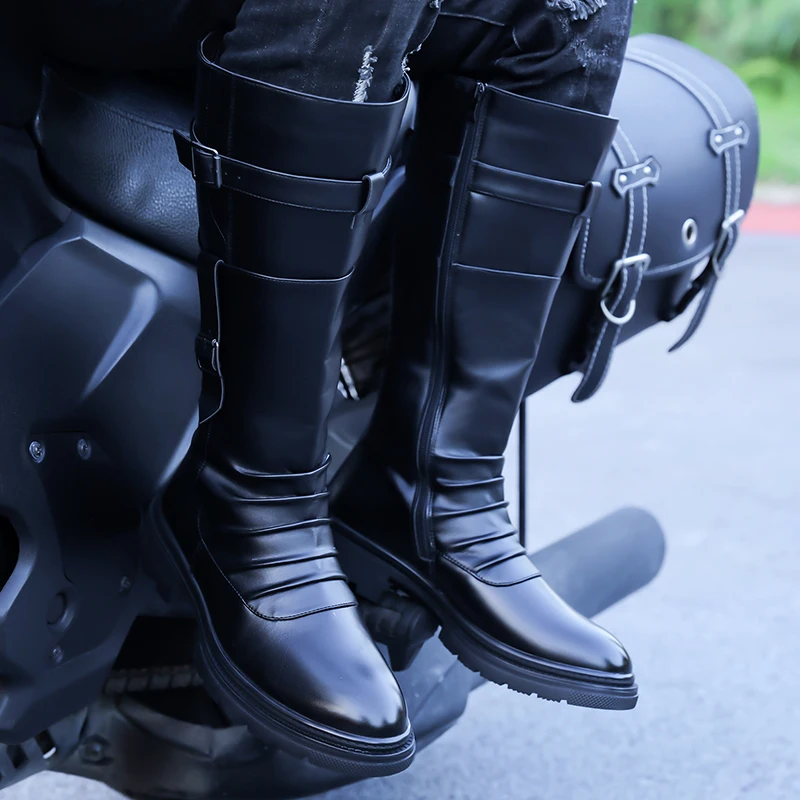 Men's Motorcycle Boots Riding Tall Casual Unique Street Style Plus Size Versatile