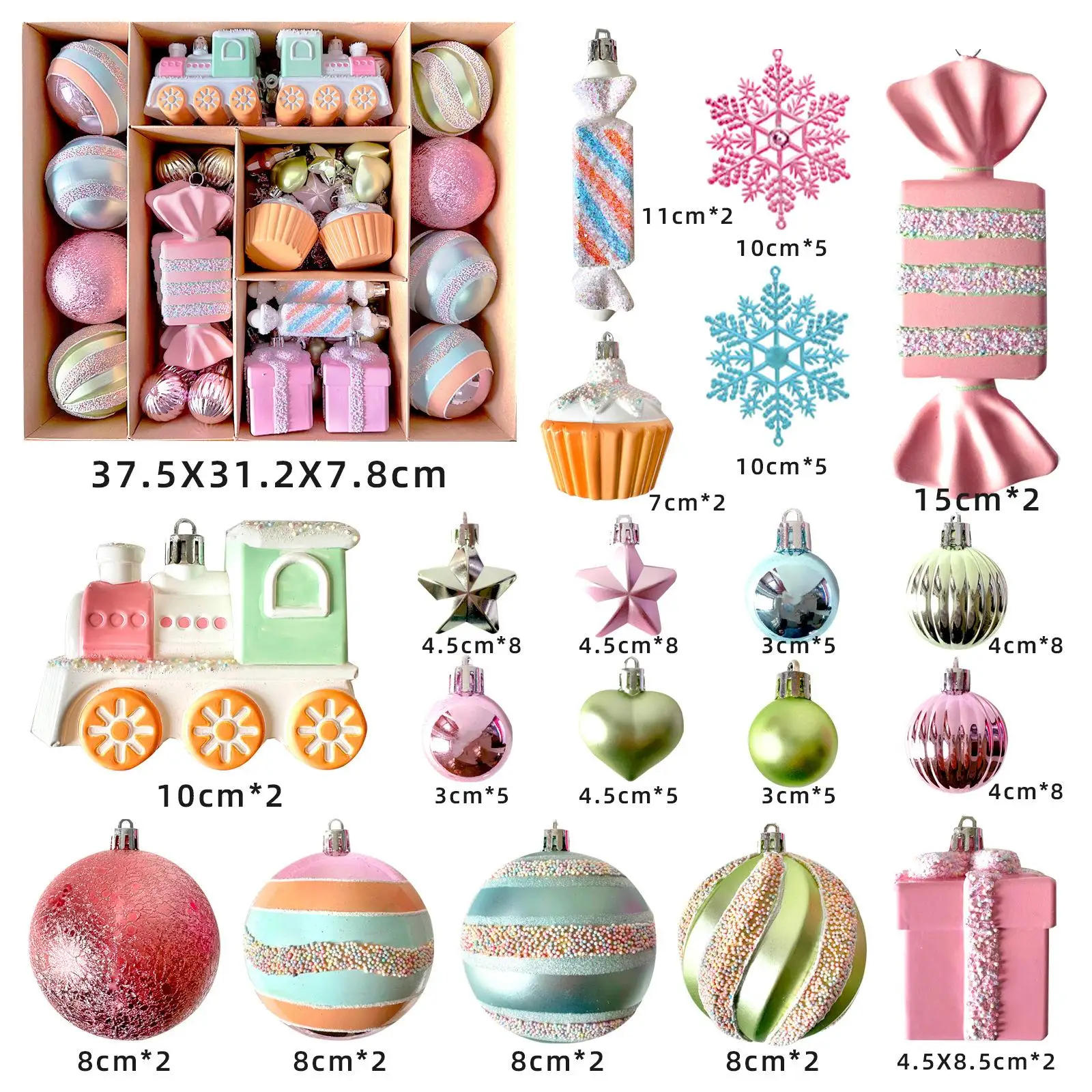 

Christmas Tree Decoration Macaron Candy Color Gift Supplies Plastic Electroplating Painted Christmas Ball Ornaments Pendant