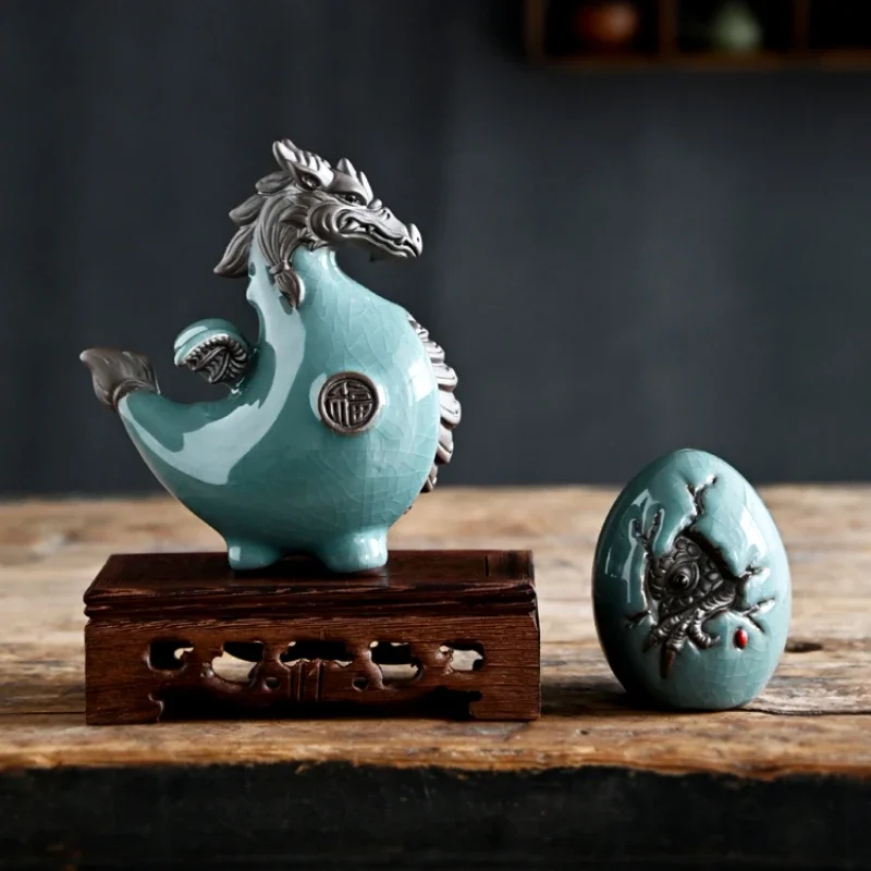 Creative Dragon Decoration Ceramic Lucky Mascot Living Room Wine Cabinet Decoration Office Desktop Zodiac Dragon Decoration