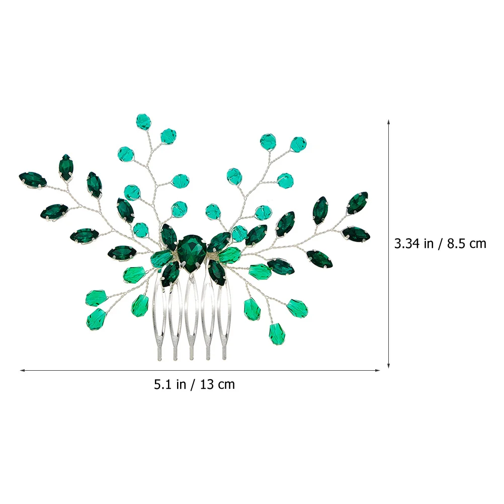 Green Crystal Rhinestone Hair Side Comb Wedding Bridal Hair Accessory for Women Girls Girl Headpiece Women Headpiece