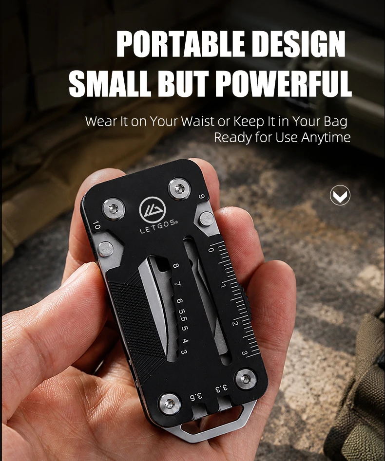 LETGOS Mini-Taschenmesser 12-in-1 Multitool, EDC Klappmesser Überlebenswerkzeug für Outdoor-Camping und Wandern, Cooles Geschenk für Männer und Väter – Detail 10