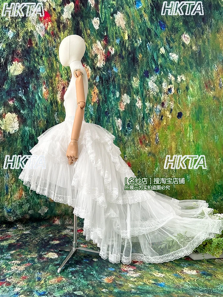 

Gothic sweet solid color princess cake fluffy Lolita skirt women light flower wedding birthday lace white trailing skirts ladies