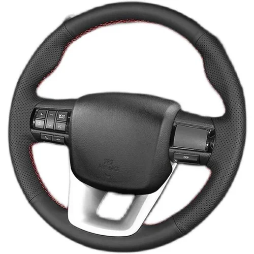 Imagen 2 del producto Protector de cuero genuino para volante de coche, trenzas en el volante para Toyota Fortuner 2016 2017 2018 2019 Hilux 2015-2019