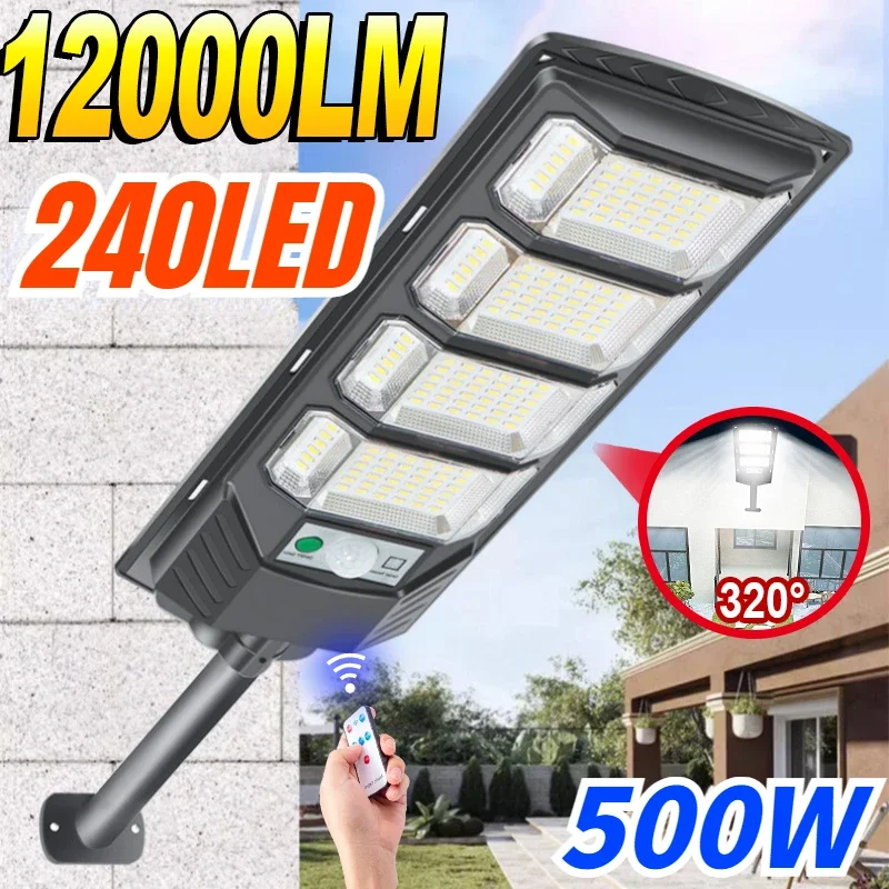 240LED Powerful Solar Lights Outdoor 3 Modes Sunlight Charge Motion Sensor Solar Street Lamps Waterproof Garden Solar Spotlight