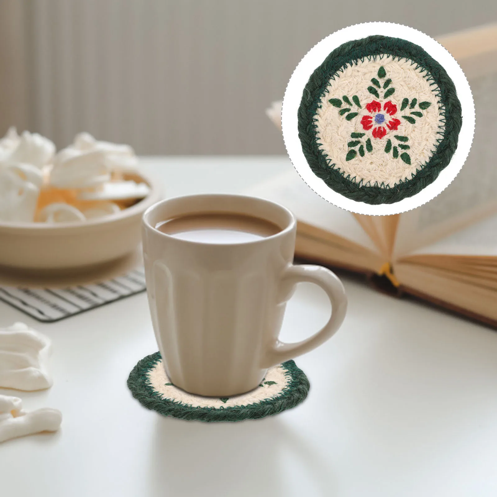 

Boho Placemats Hand Braided Jute Round Table Mat Set Woven Drinking Mats Kitchen Decor Coasters Heat Resistant Dining Pad