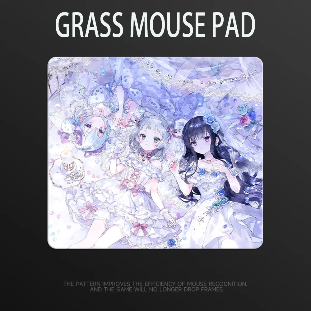 Kawaii Girl Photovoltaic Glass Mouse Pad Tempered Upgrade Smooth FPS Game & Office Anime Theme Game Specific Mousepad Desk Mat