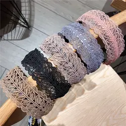 Resin Temperament Make up Fashion Design Women Hair Accessories Wide Side Hairband Korean Style Hair Wear Lace  Leaves Headband