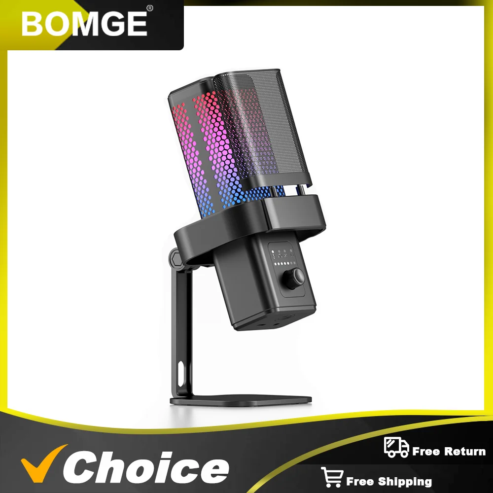 

Профессиональный конденсаторный микрофон, USB Динамический микрофон с кнопкой отключения звука, игровой микрофон для студии, пения, подкастов, прямых трансляций