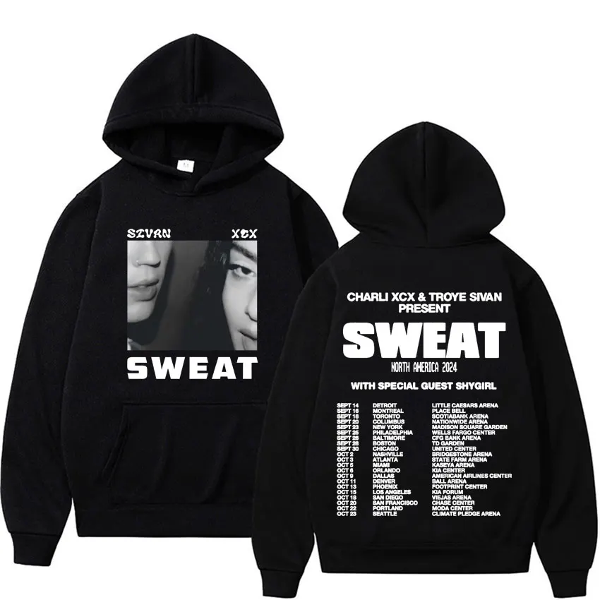 Troye and Charli XCX Sweat 2024 Mirada Tour Hoodie Mens Women 90s Retro Hip Hop Punk Pop Music Autumn/Winter Sweatshirt Pullover