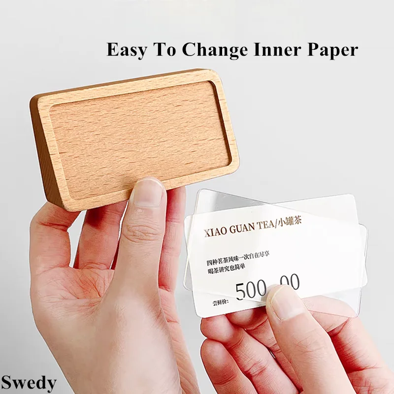 60x38mm Mini Acrylic Sign Holder Display Stand Table Number Menu Paper Price List Wood Price Name Card Tag Label Stands